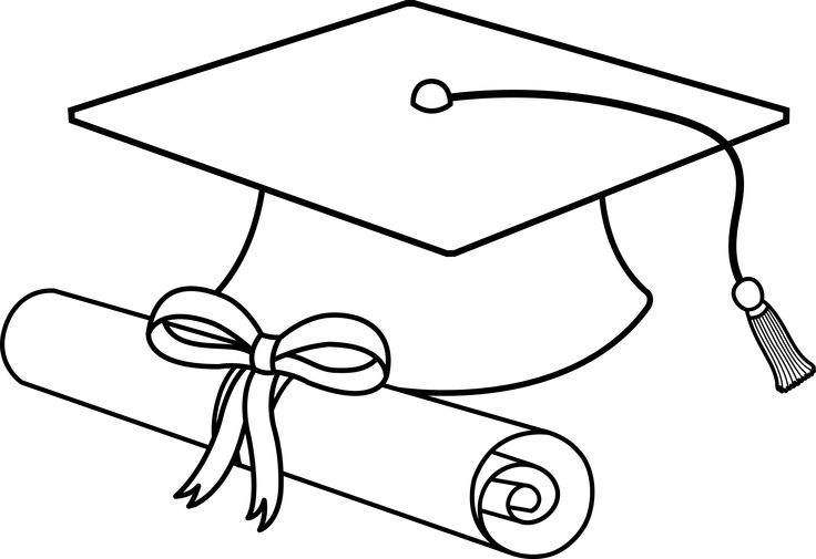 Graduation cap and scroll clip art