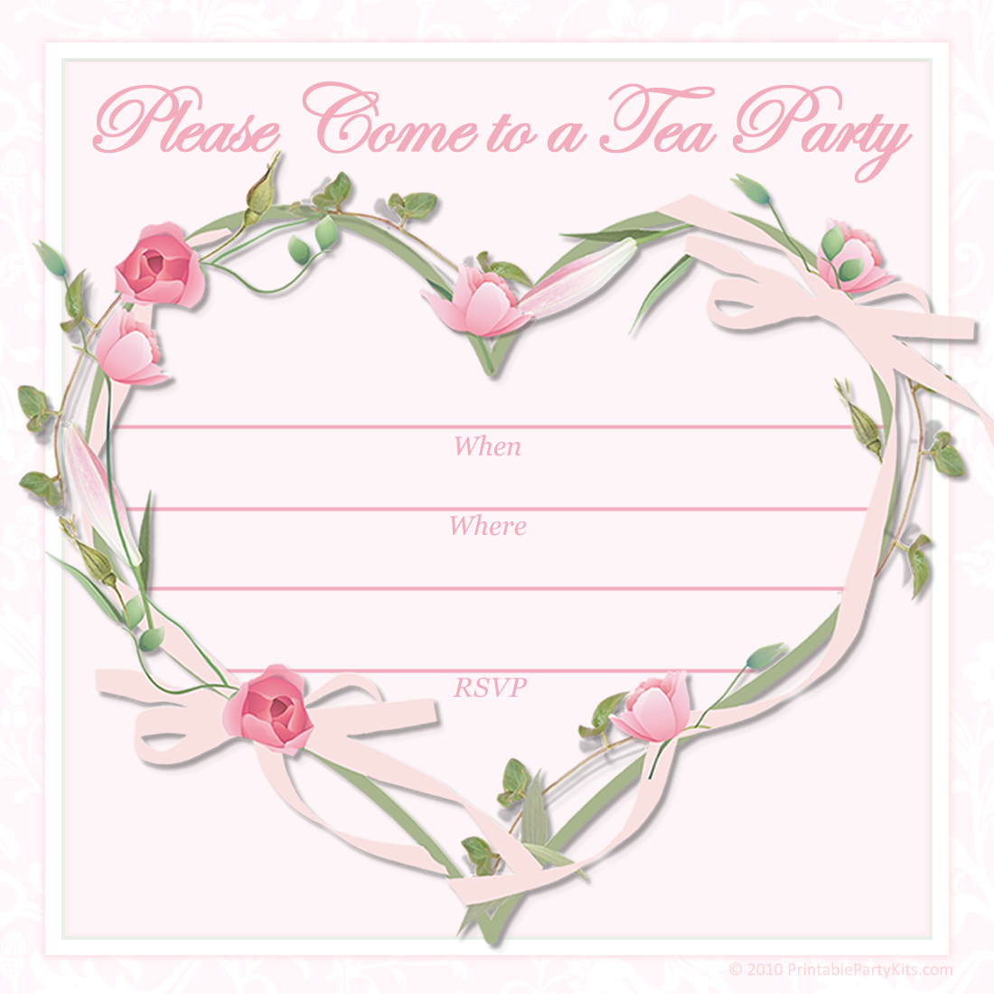 Printable Pink And Yellow Tea Party Invitations - DYNASTY™ ?? ...