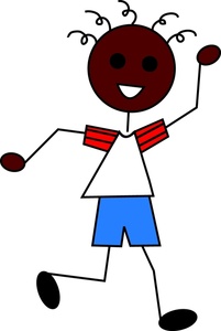Happy Boy Clipart Image - African American Stick Figure Boy Running