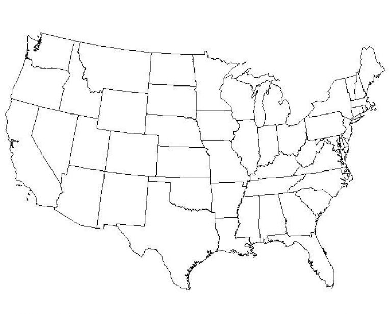 Free Printable Blank U S States Map