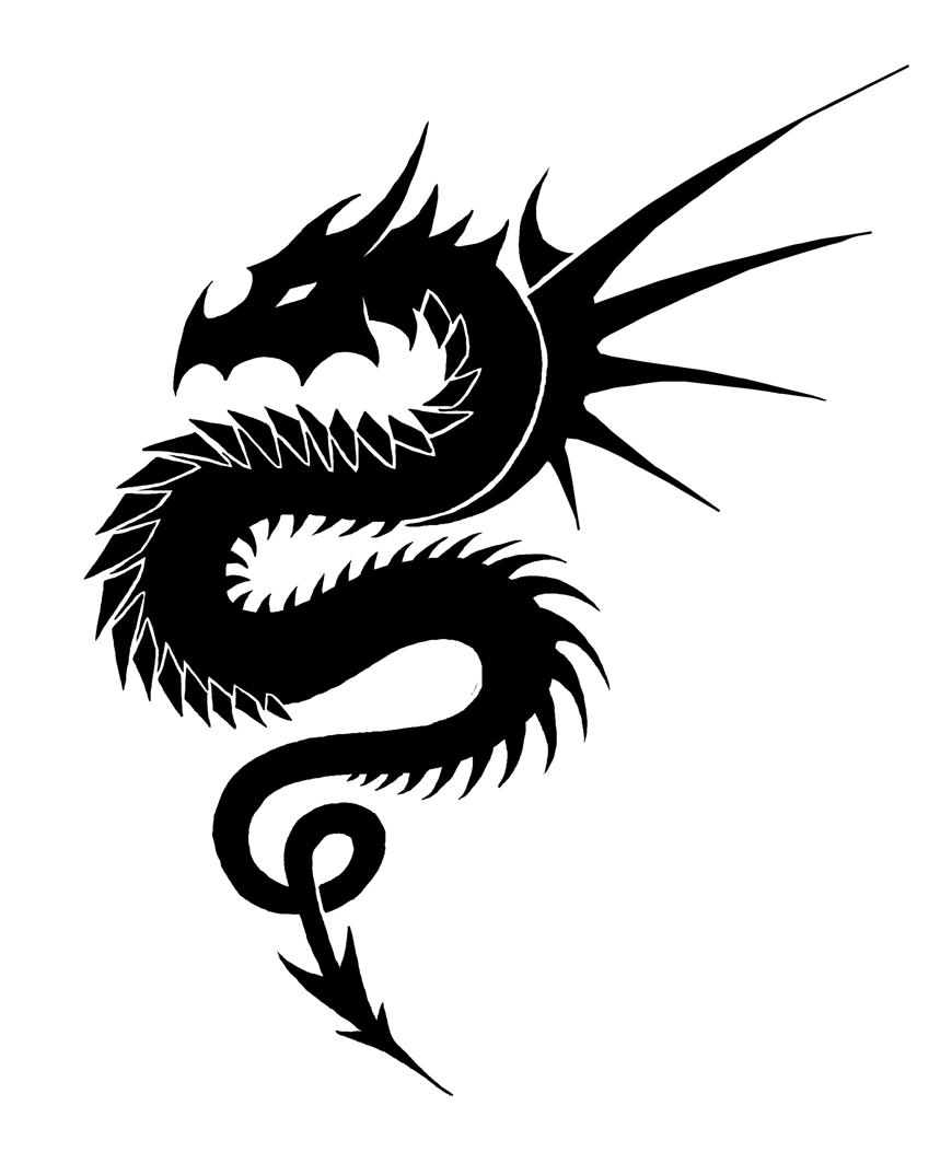 Tribal_Dragon__Black_and_white ...
