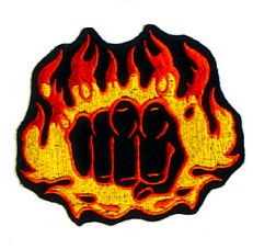 Patch, Logo, Fist w/ Flame, 4" - Patches