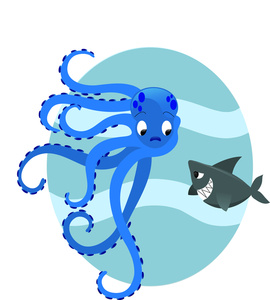 Free Sea Creatures Clip Art Image - Little Shark Threatening an ...
