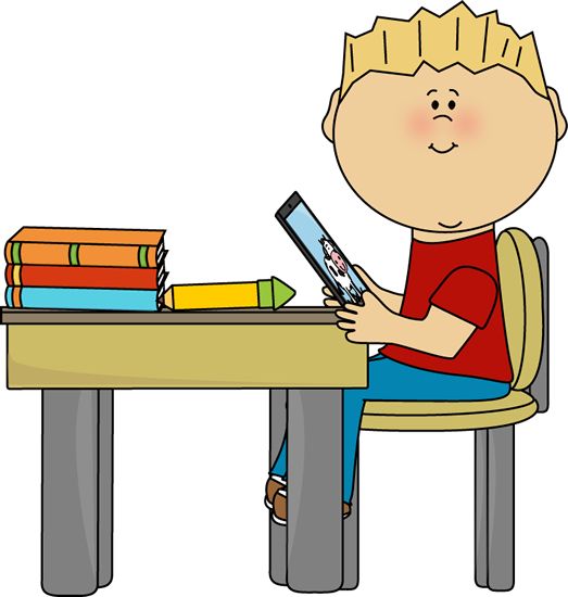 Student sitting at desk clipart
