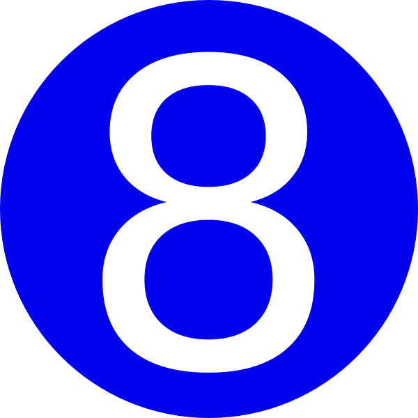 Blue, Rounded,with Number 8 Clip Art - vector clip ...