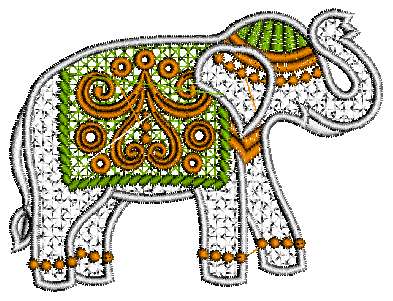 Indian Elephant Lace Embroidery Design - Free Embroidery Designs
