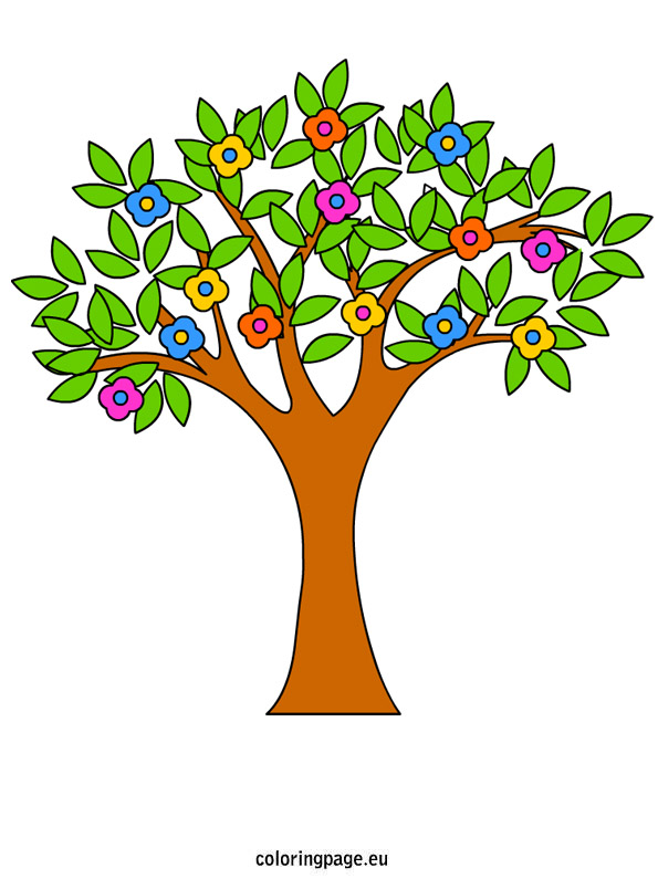 Spring Tree Clip art | Coloring Page