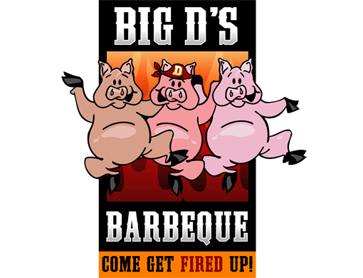 BBQ restaurant pig logo. Big D's Barbecue | Business card design
