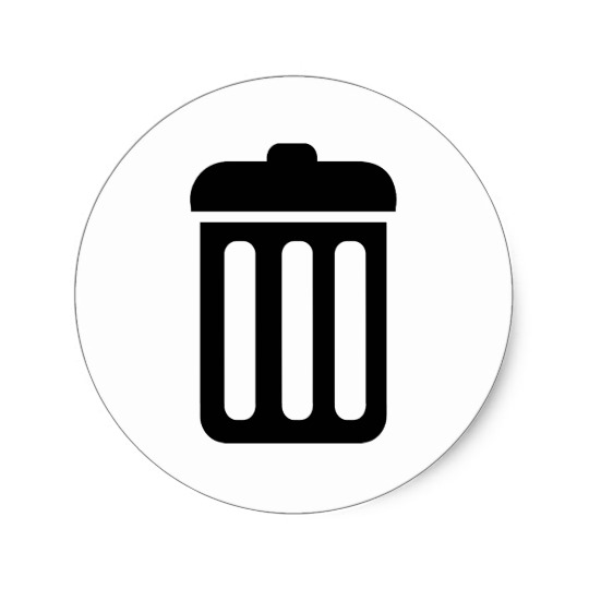 Trash bin symbol classic round sticker | Zazzle