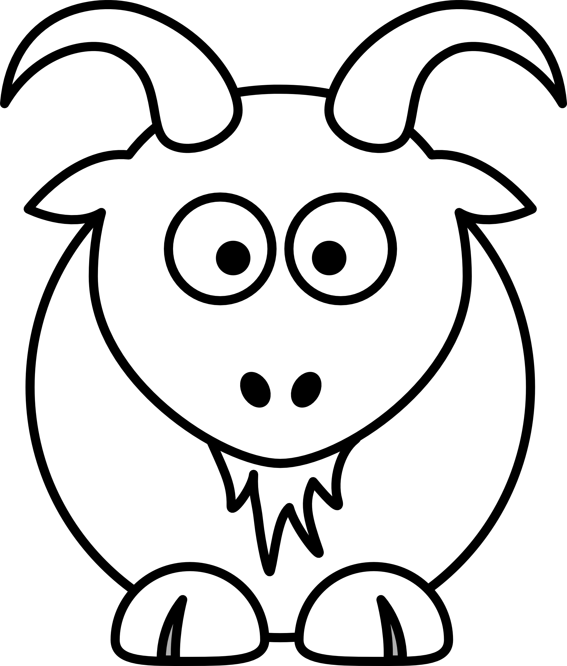 Clip Art: Goat Black White Line Art Christmas ...