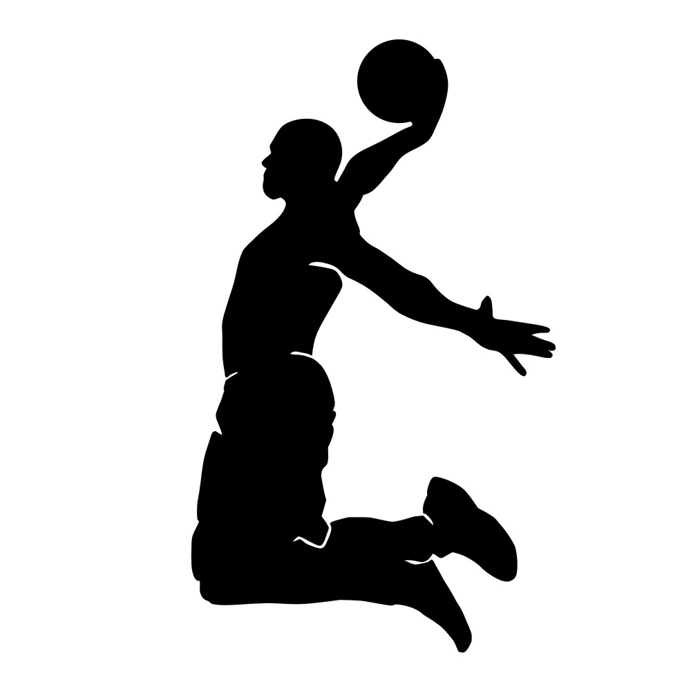 Basketball player clipart black and white
