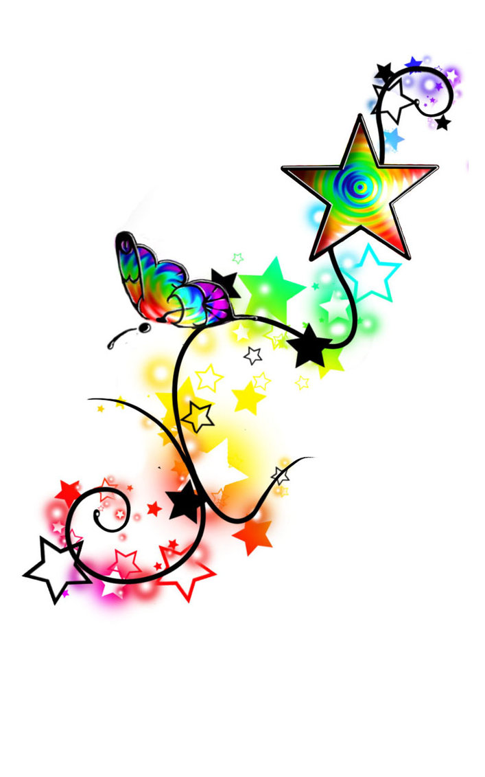 Rainbow Butterfly Stars Tattoo By Misi006 On Deviantart - Free ...