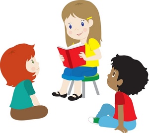 Reading Clipart Image - A Little Girl Reading To Other Children
