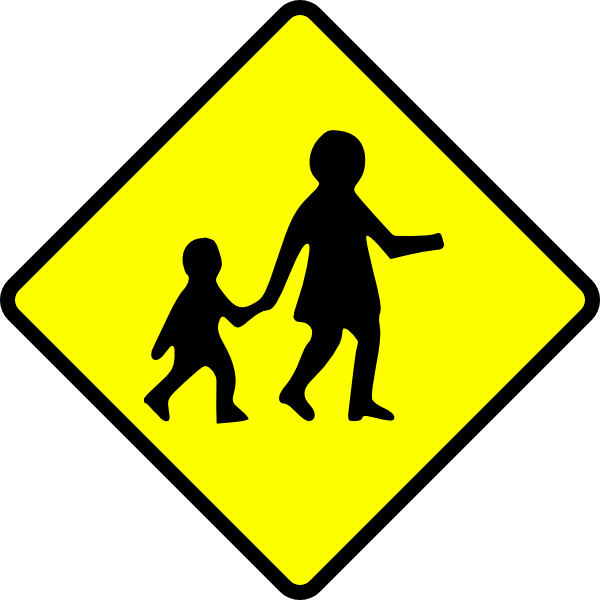 Children Crossing Caution Clip Art - vector clip art ...