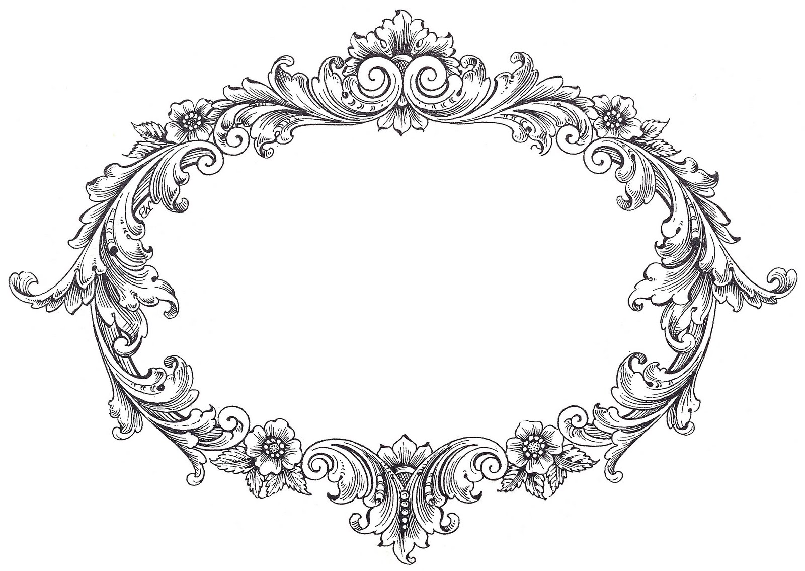 Vintage Clip Art - Fancy Oval Frame - The Graphics Fairy