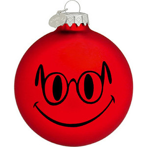 Red Smile Face with Glasses Glass Ornament Valentine's Day G ...