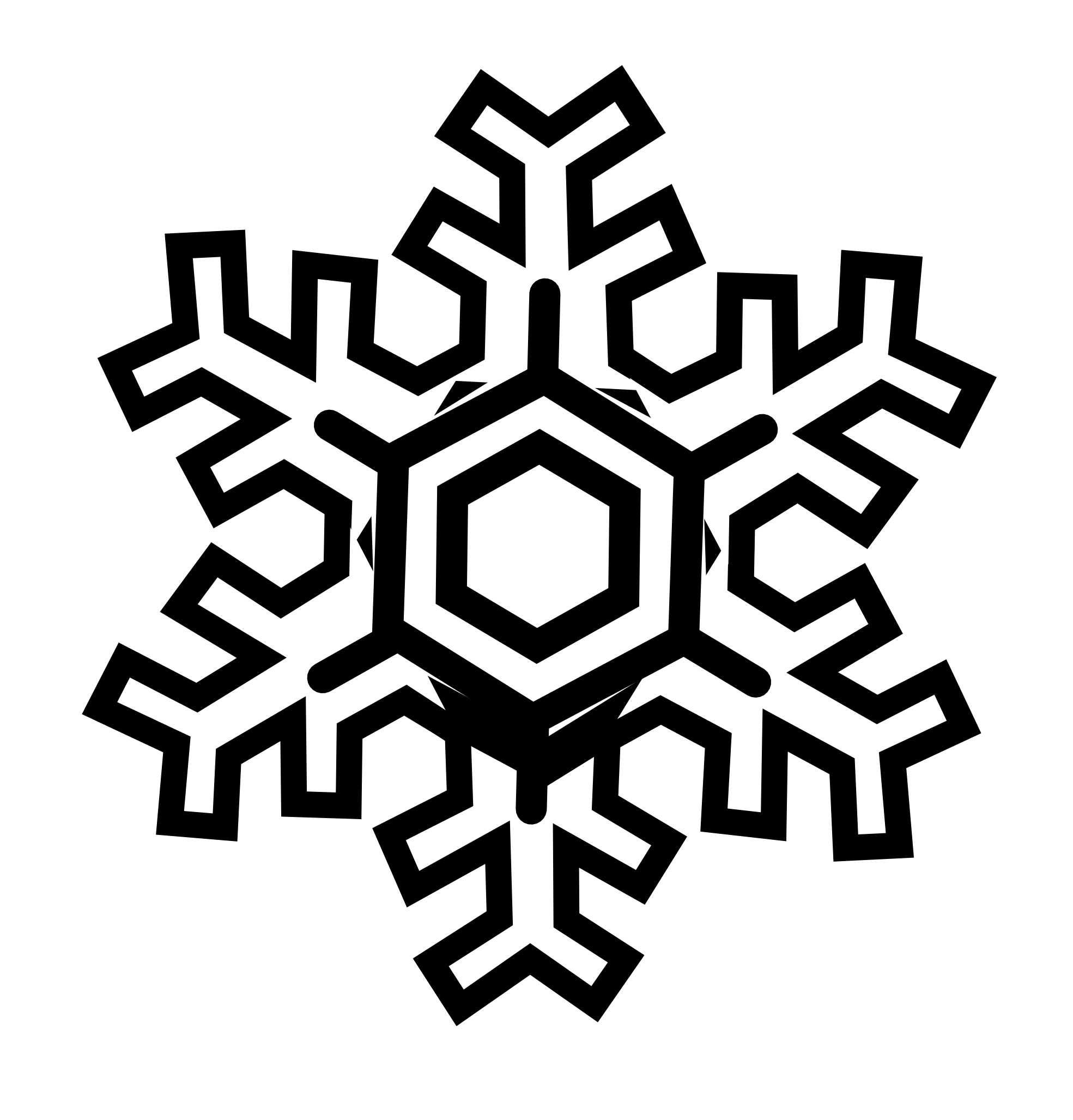 Snowflake Stylized Black White Line Art Christmas Xmas Holiday