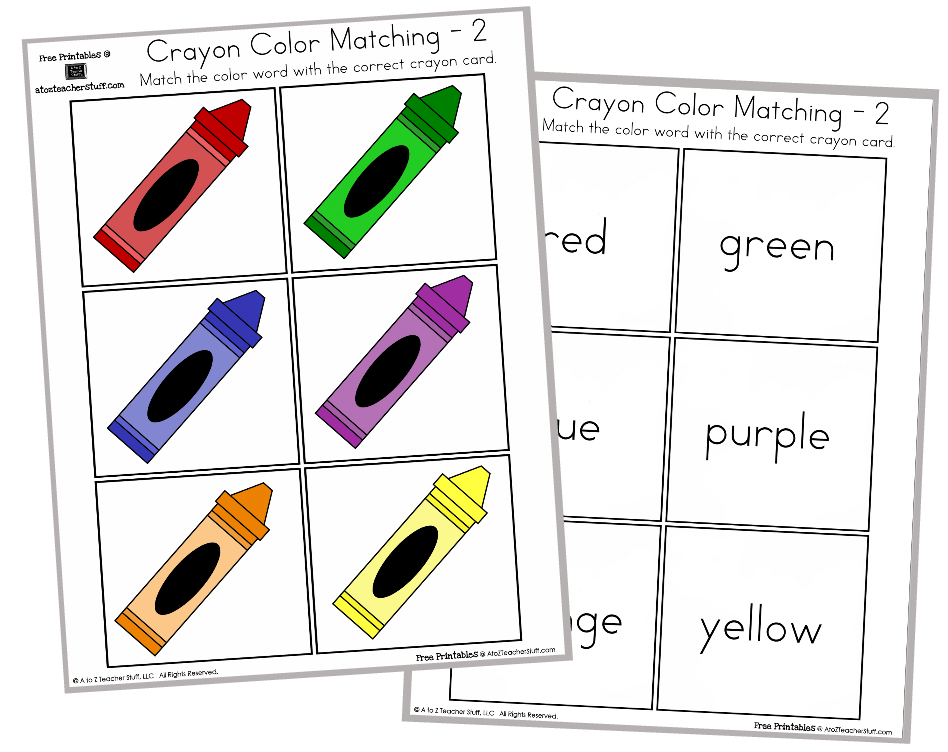 Crayon Color Matching – English & Spanish | A to Z Teacher Stuff ...