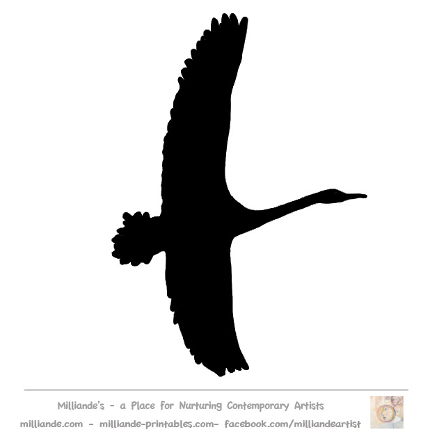 Large Flying Cranes Bird Stencil