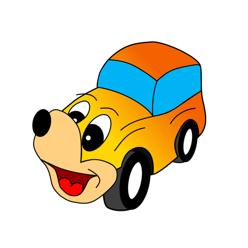 Comic yellow car vector illustration | Public domain vectors