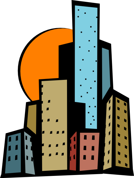 Skyscrapers In The City Clip Art - vector clip art ...