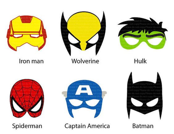 INSTANT DL-6 Superhero Mask Cut-Out Birthday Party -Printable ...