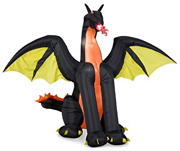 Amazon.com: Halloween Animated Inflatable 7 Fire Breathing Dragon ...