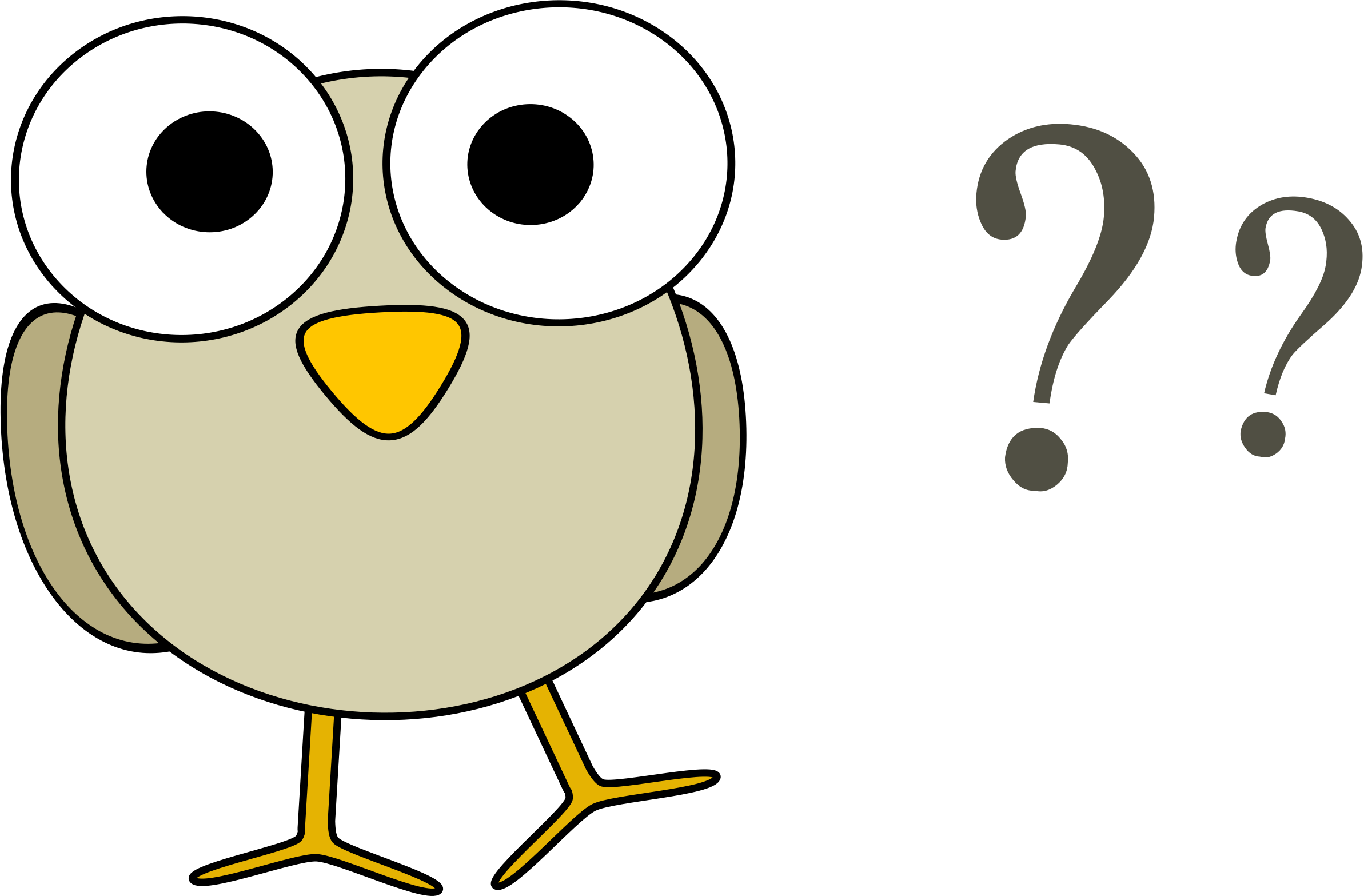 Clipart - Grey bird with question marks