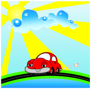 Sunny Clipart Image - Going for a Drive on a Sunny Day