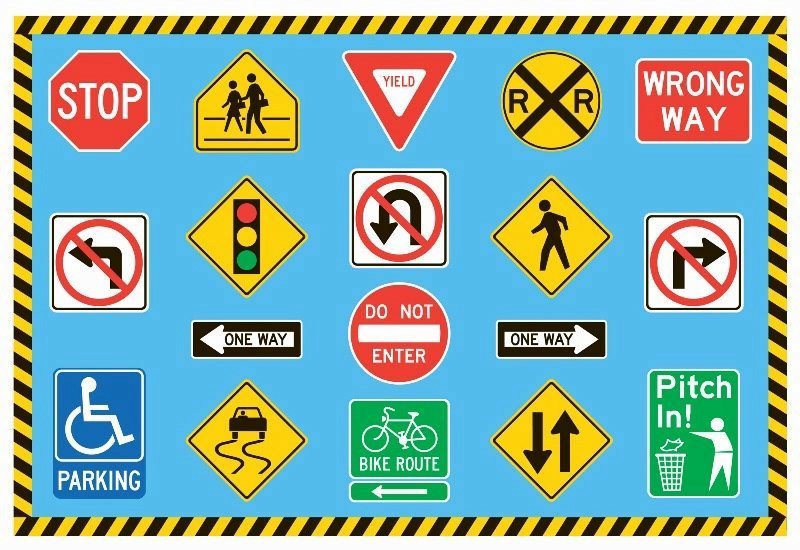 Fun Time Traffic Signs Nylon Kids Boys Girls Rug - LA Rugs | Rugs ...