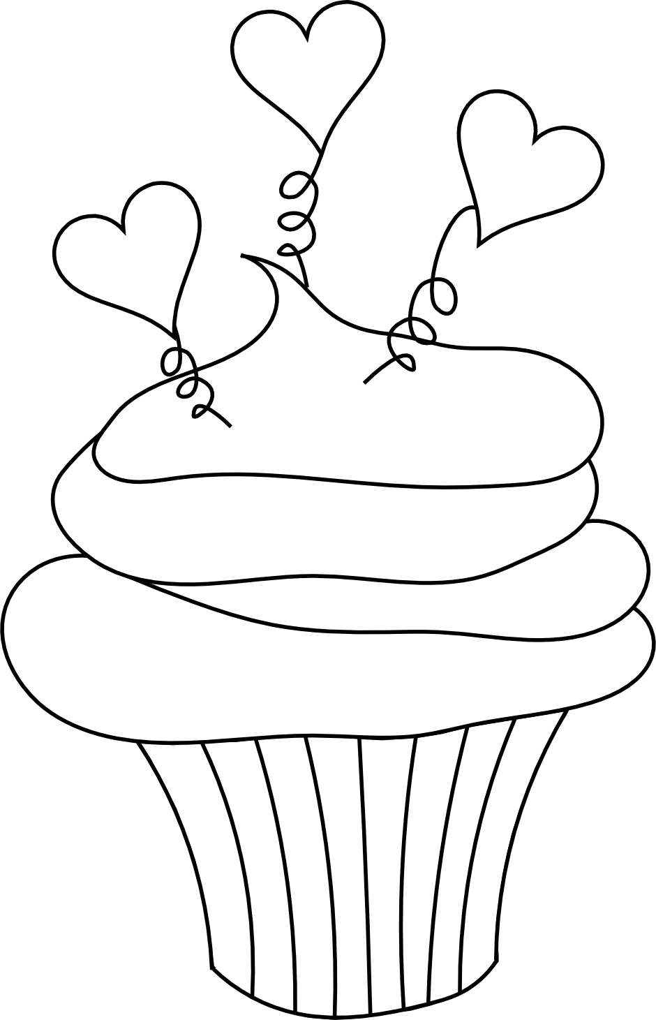 Free Valentine's Day Digital Stamp - Cupcake with Hearts Free ...
