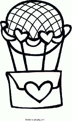 Envelope Heart Air Balloon, Valentines, Coloring Pages - Free ...