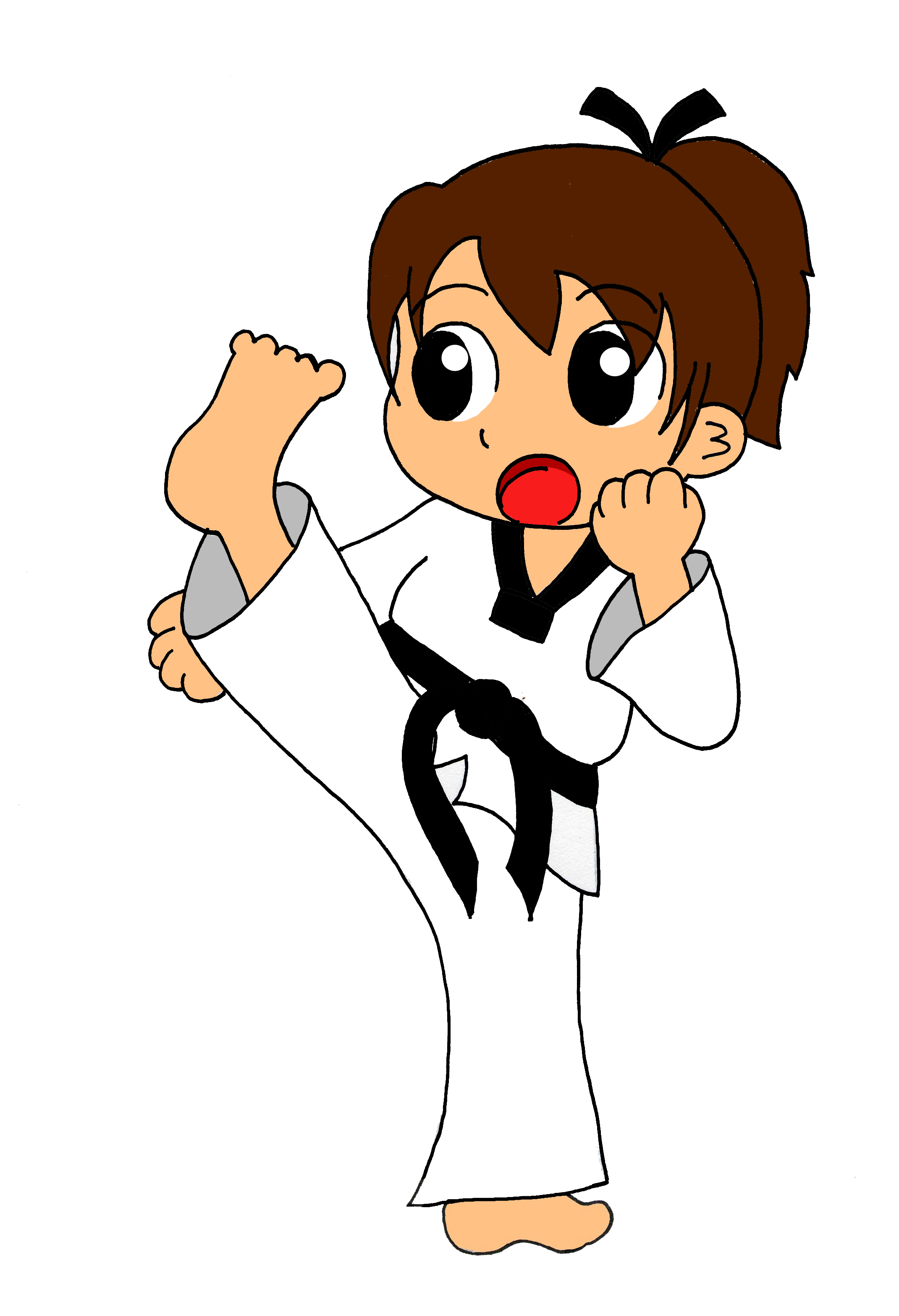 Cartoon karate girl clipart