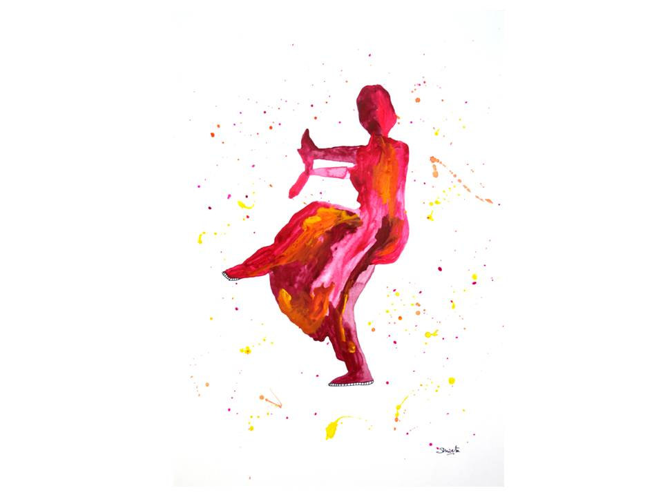 Indian Classical dance Colorful Indian Painting by ColorMela