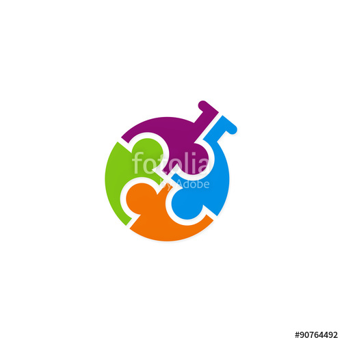 group people puzzle bottle abstract colorful logo" Stock image and ...