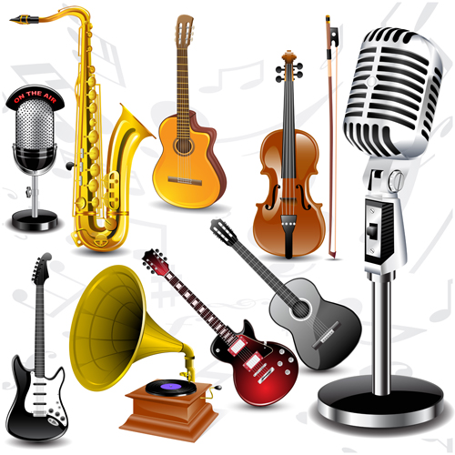 Vector set of musical Instruments graphics 01 - Vector Music free ...