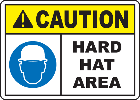 Caution Hard Hat Area Sign by SafetySign.com - I4406