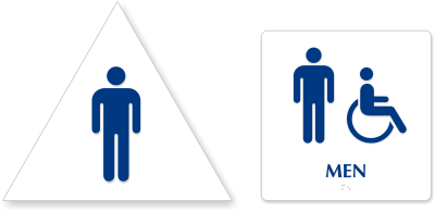 Men's Bathroom Sign - White & Blue California Restroom Kit, SKU - SE-