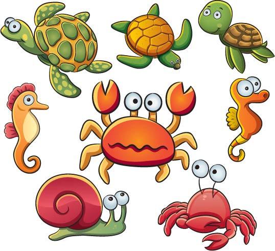 Ocean animalsea turtlecrab sea horse snail Clip art by harper521