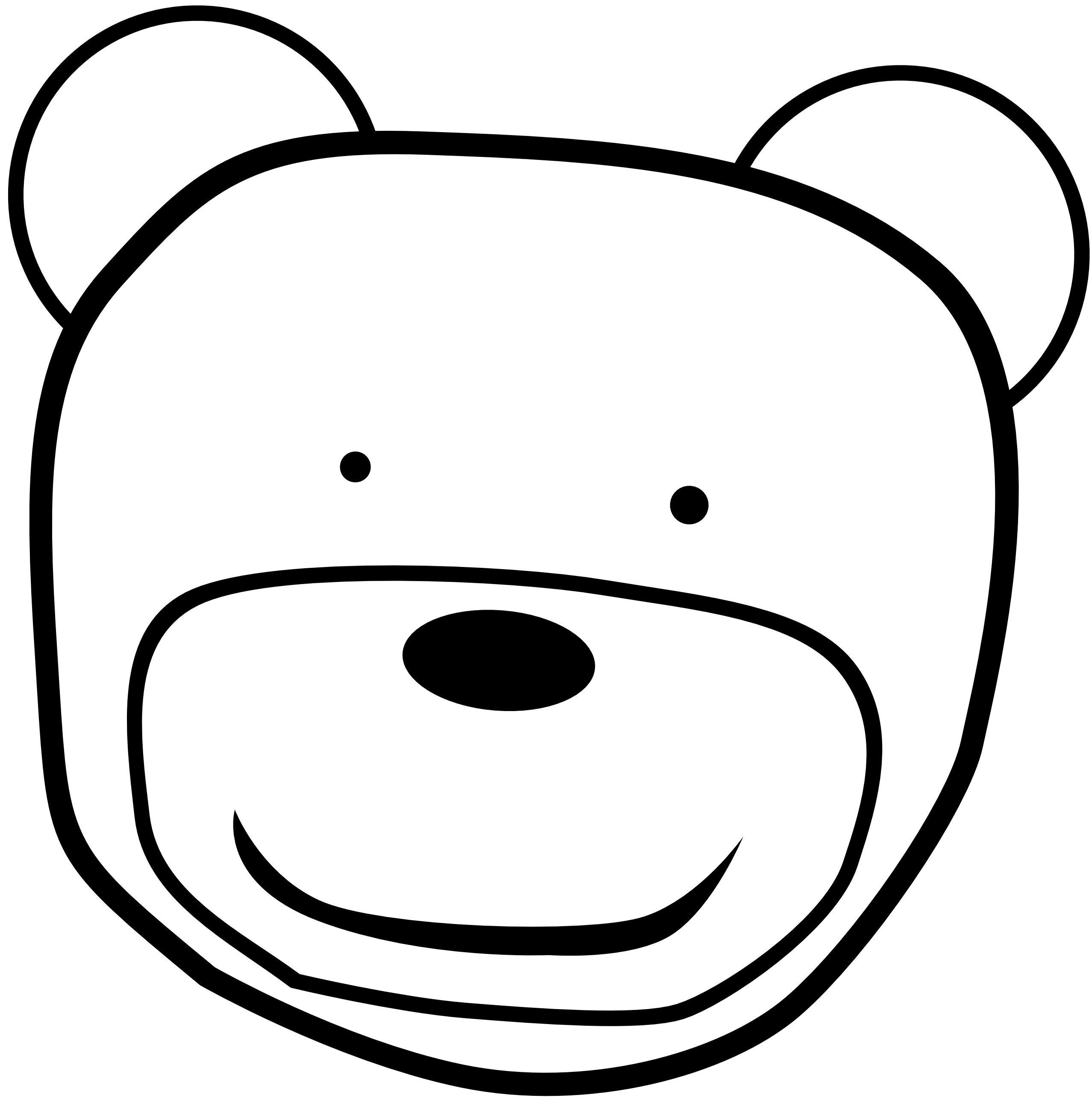 Clip Art: Teddybear Head Black White Line Art ...