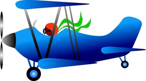 Airplane Clipart Image - Pilot Flying an Old Fashioned Airplane