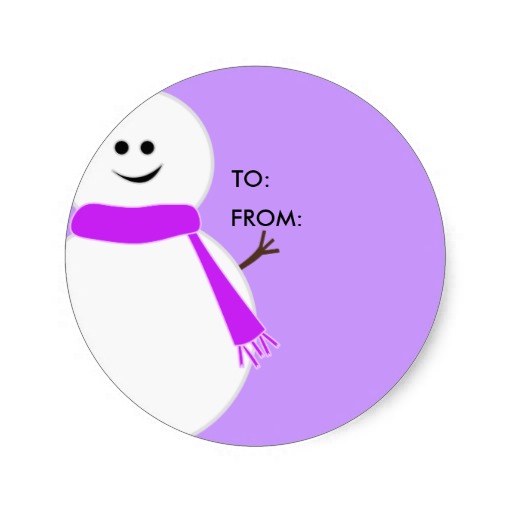 Purple Scarf Snowman Sticker from Zazzle.