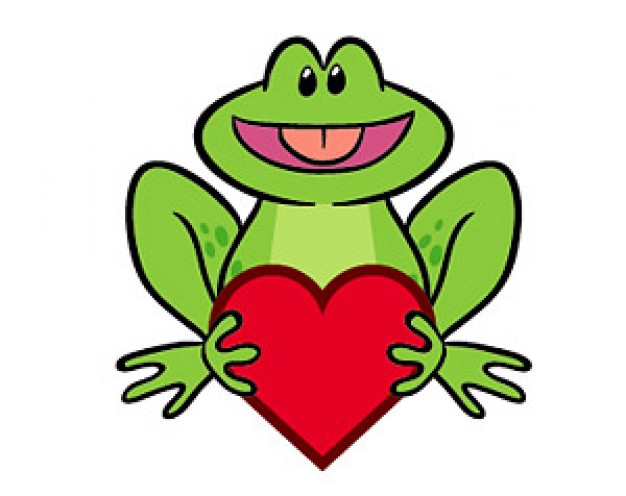 Cute frog holding heart vector material | Download free Vector