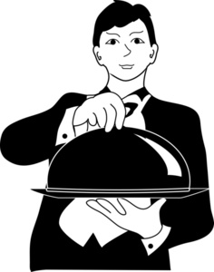 Waiter Clipart Image: Butler Holding a Tray