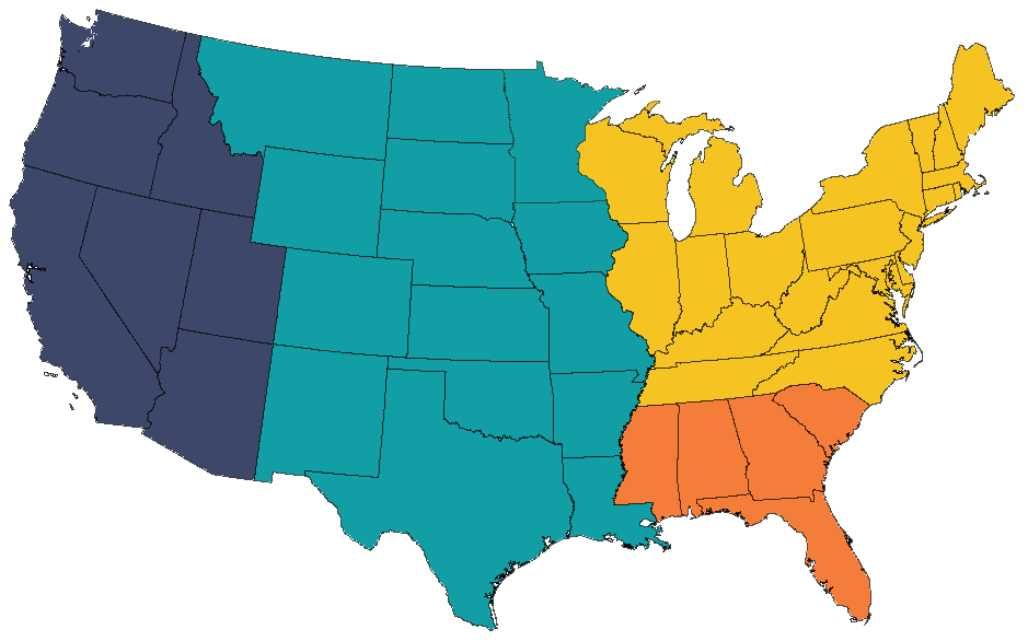 5 Regions Of Usa Map