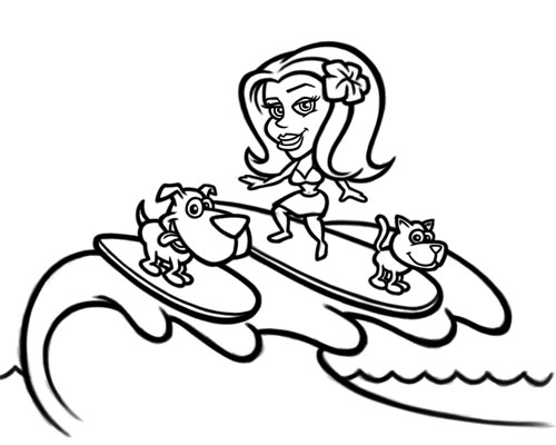 Cartoon Surfer Girl