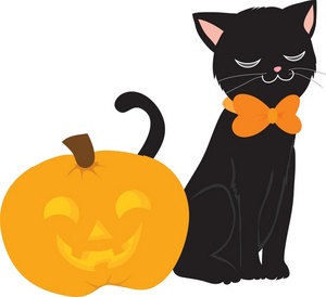 Black Cat Clipart Image - Black Cat Dressed Up For Halloween Night ...
