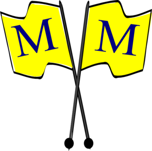 Crossed Yellow Flags With Blue M Clip Art - vector ...