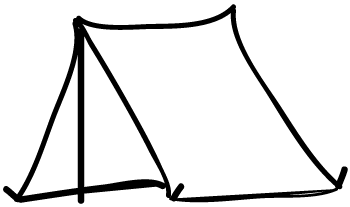 Free clip art black and white clipart of a tent
