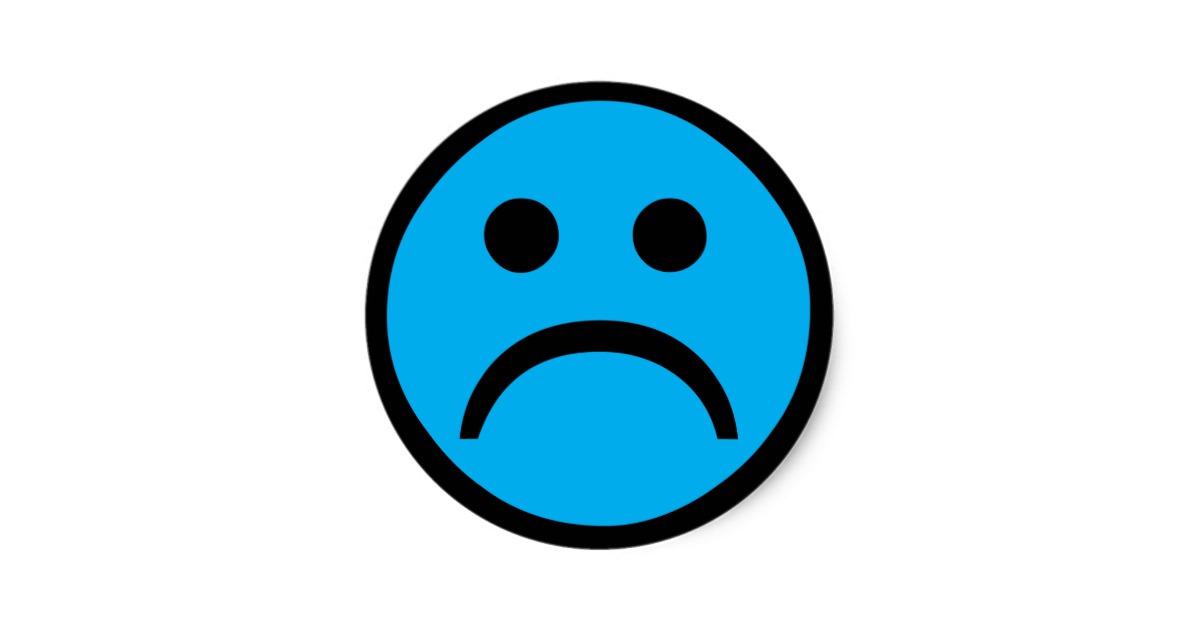 Sad face classic round sticker | Zazzle